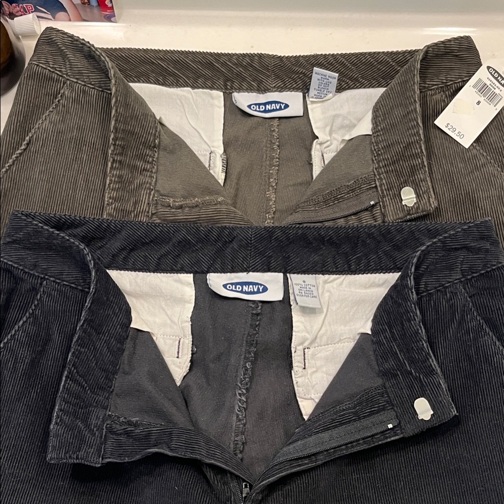 Old Navy Corduroy Pants (“x2”) in Charcoal and Olive